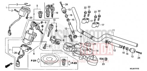 TUYAU DE GUIDON/PONT SUPERIEUR CBF1000FAC de 2012